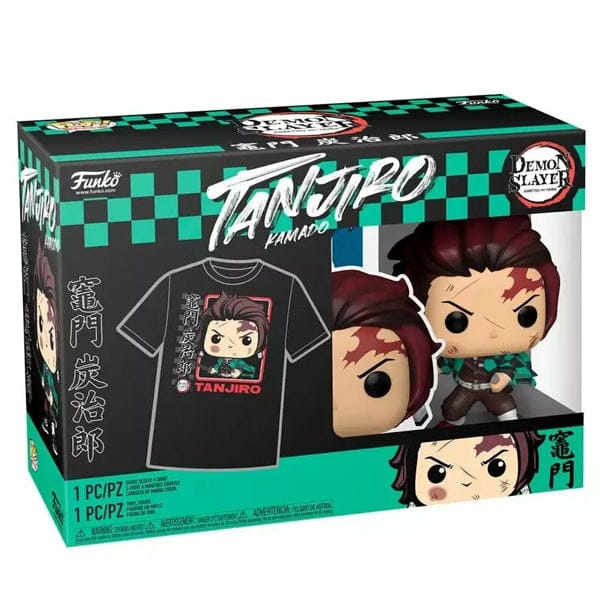 Funko Pop! & Tee: Demon Slayer - Tanjiro - (BL)T-Shirt - Clothes with Collectable Vinyl Figure
