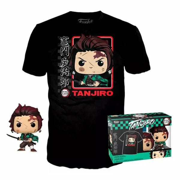 Funko Pop! & Tee: Demon Slayer - Tanjiro - (BL)T-Shirt - Clothes with Collectable Vinyl Figure